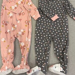 Set of 2 Cute Girls Cozy Fuzzy Fleece Footed Sleepers Size 18 Months
